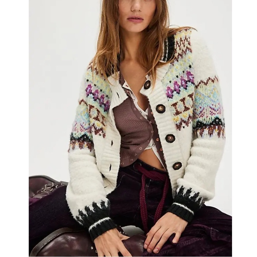 NWT Free People Millie Cardi in Oatmeal Combo